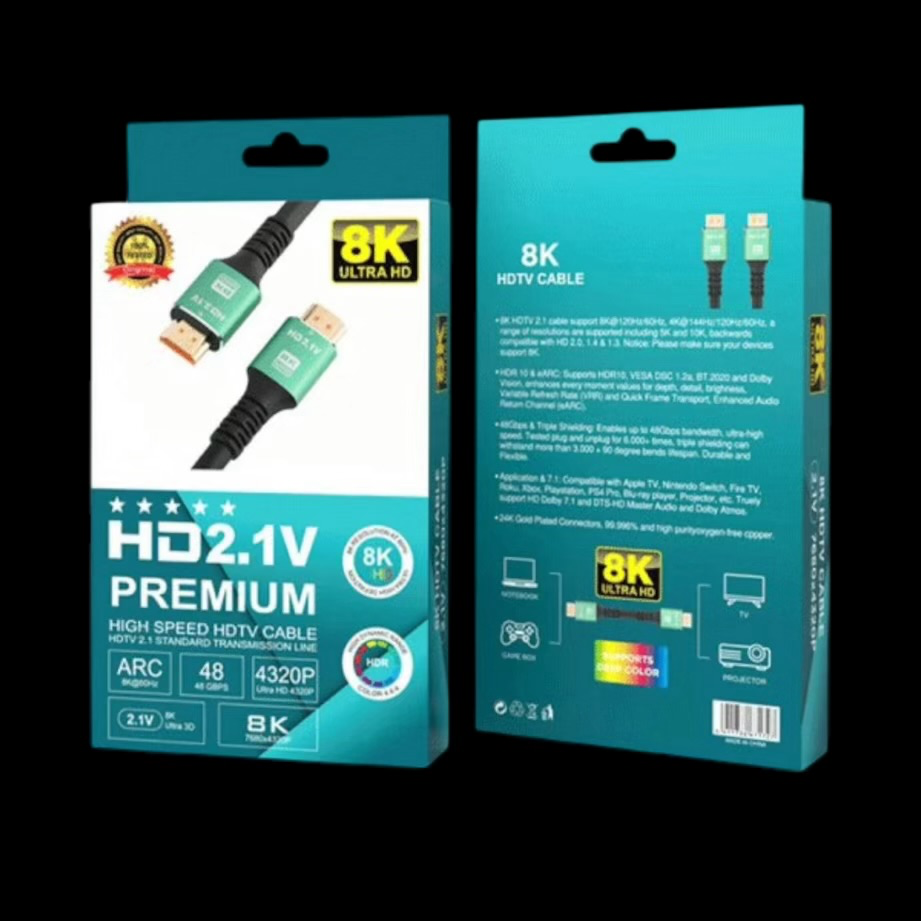 كيبل Resolution Support: 8K@60Hz 4K@120Hz 1440p@240Hz 1080p@240Hz HD2.1V Premium HDMI 2.1 1.5 meters